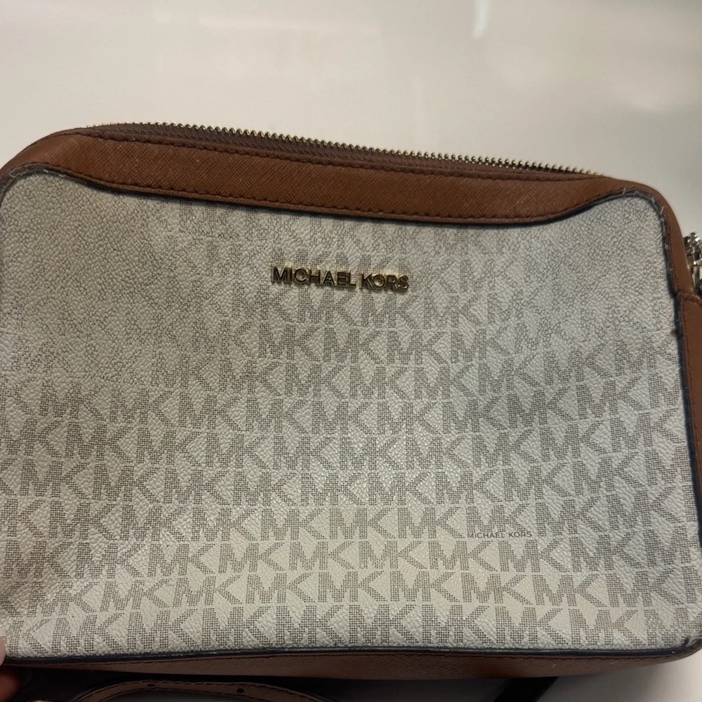 Michael Kors Tan and Cream Crossbody Bag